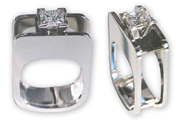 Ultra Modern Princess Solitaire Ring