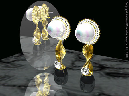 Diamond && Pearl Earrings