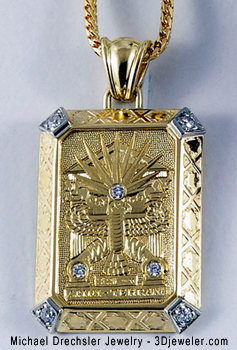 Amin-Tehrani Hand Engraved Crest Gold Pendant