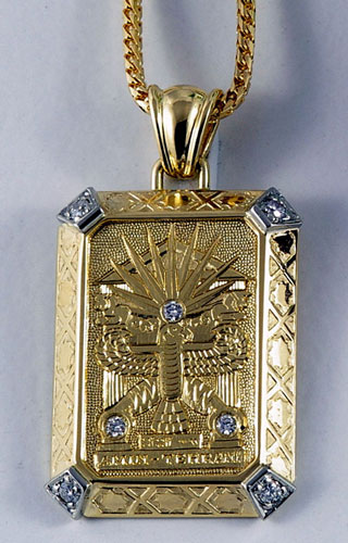 Amin-Tehrani Hand Engraved Crest Gold Pendant