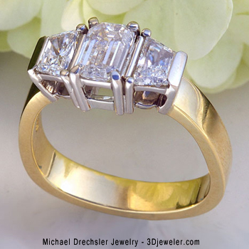 Emerald Cut && Trapezoid Cut Diamond Ring