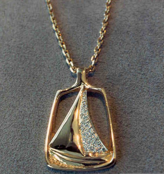 Diamond Sailboat Pendant 