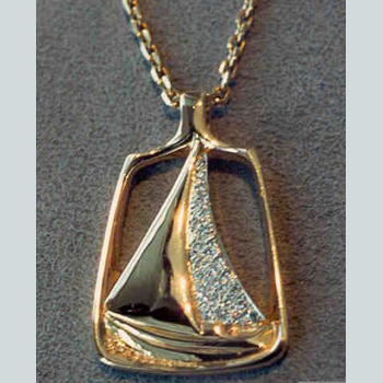 Diamond Sailboat Pendant 