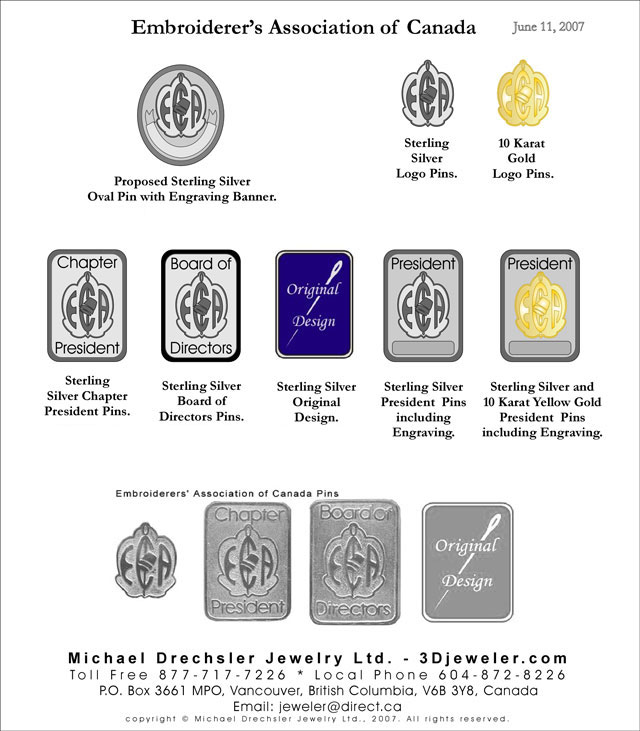 Embroiderers Association of Canada Pins