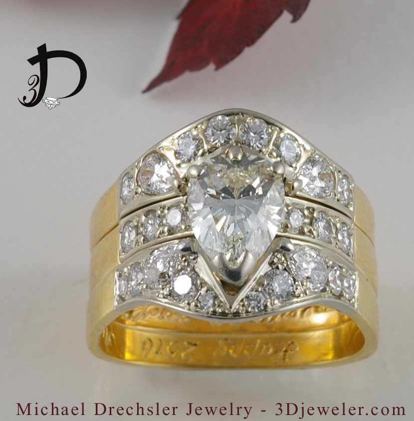 Pear Shaped Diamond Matched  Wedding Set