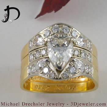 Pear Shaped Diamond Matched  Wedding Set