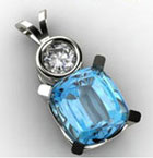 Aquamarine && Diamond Pendant