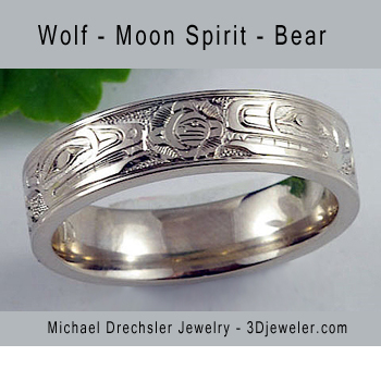 Wolf - Moon Spirit - Bear Wedding Band