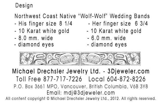 Wolf && Wolf Wedding Bands with Diamond Eyes