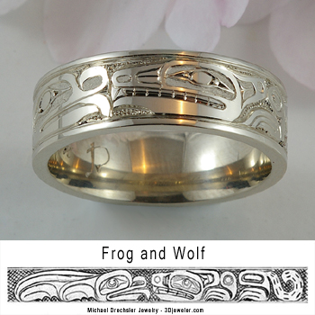 Frog && Wolf Gold Wedding Band