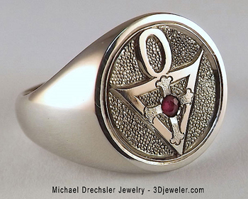 Custom Rosicrucian Signet Ring with Ruby