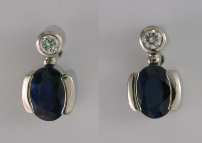 Sapphire && Diamond Earrings