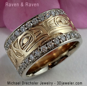 Raven && Raven Wedding Band with Diamonds