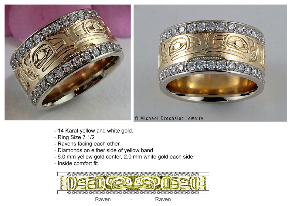 Raven && Raven Wedding Band with Diamonds