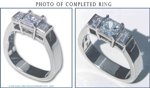 Princess && Baquette Engagement Ring