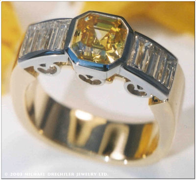 Asscher Cut Lab Created Diamond && Baguette Ring