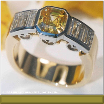 Asscher Cut Lab Created Diamond && Baguette Ring