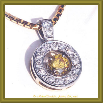 Fancy Vivid Yellow Created Diamond Pave` Pendant