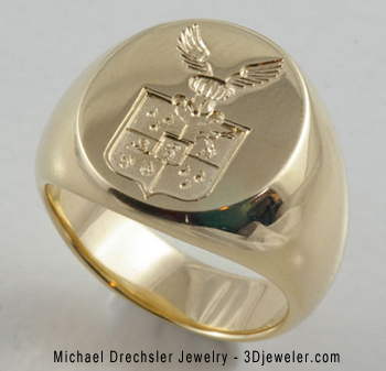 Gold Signet Ring with Family Crest