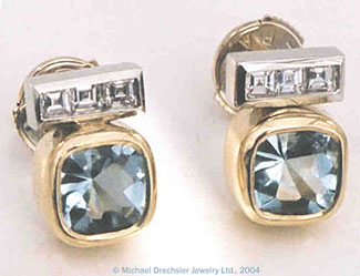 Aquamarine && Diamond Earrings