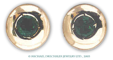 18 K Emerald Round Earrings