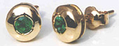 18 K Emerald Round Earrings