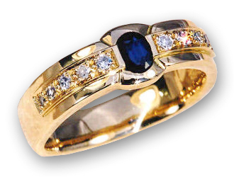 Sapphire && Diamond Wedding Band