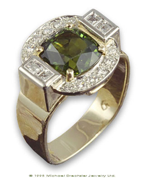Chrome Tourmaline && Diamond Ring