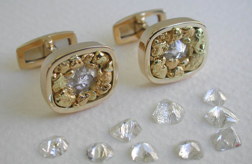 Canadian Nugget and Canadian Diamond Crystal Cufflinks