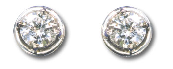 Sparkling White Gold && Diamond Solitaire Earrings
