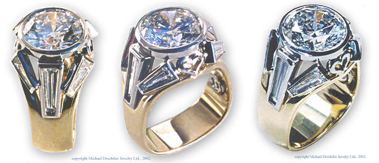 Brilliant && Taper Baquette Diamond Engagement Ring