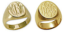 Engraved Initial Gold Signet Rings