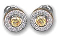 Vivid Yellow Created Diamond && Pave Diamond Earrings