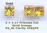 Two Matched Princess Cut Cultured Diamonds