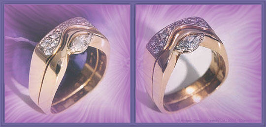 Marquise Diamond Engagement && Pave Wedding Band