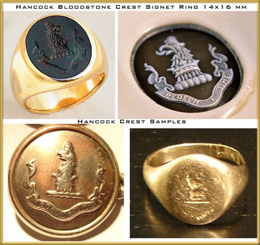 Bloodstone Signet Ring with Hancock Crest