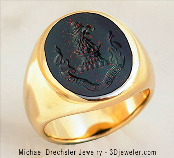 Bloodstone Signet Ring with Hancock Crest