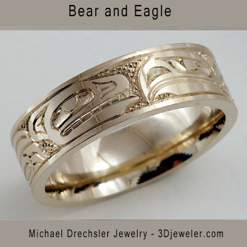 Bear && Eagle Wedding Band