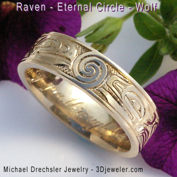 Raven - Eternal Circle - Wolf Wedding Band