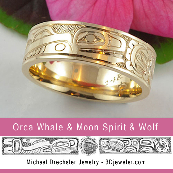 Orca Whale && Moon Spirit && Wolf Wedding Band