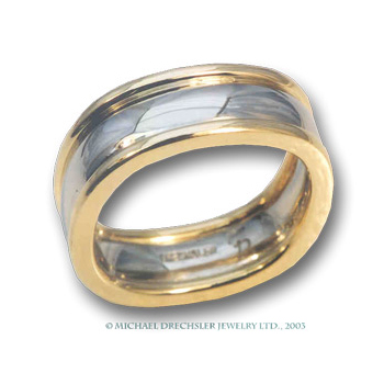 For Him ! 19 Karat White && 18 Karat yellow Wedding Band