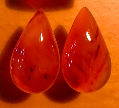 Matched Pair of Carnelian Teardrops