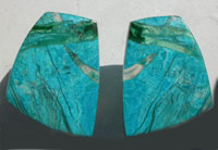 Chrysocolla and Malachite in Quartz Matched Pair