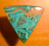 Chrysocolla in Quartz Triangular Cab