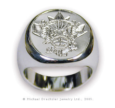 Engraved White Gold Signet Ring