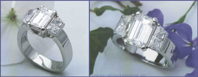 Emerald Cut && Trapezoid Cut Diamond Ring
