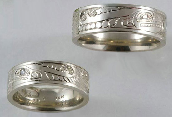 Male && Female Salmon Wedding Bands