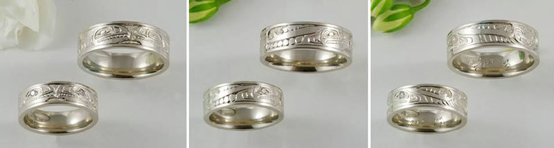 Male && Female Salmon Wedding Bands