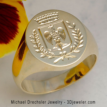 Gold Signet Ring with Coat of Arms