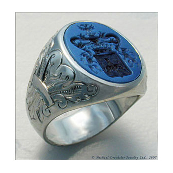 Gemstone Signet Ring with Chambers Crest